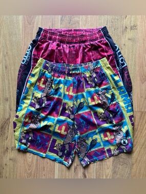 2 Flow Society Lacrosse Gear Athletic Shorts Mens M/L Multicolor Camel Lotto